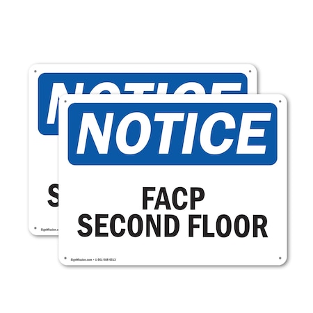 Signmission FACP Second Floor, 18 in W x Rectangle, Aluminum OS-2PACK-NS-A-1218-L-12415